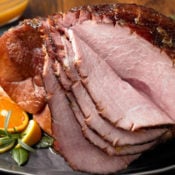 grilled ham with oranges