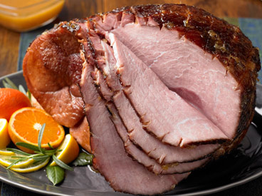 grilled ham with oranges