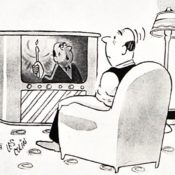 Man watching a television