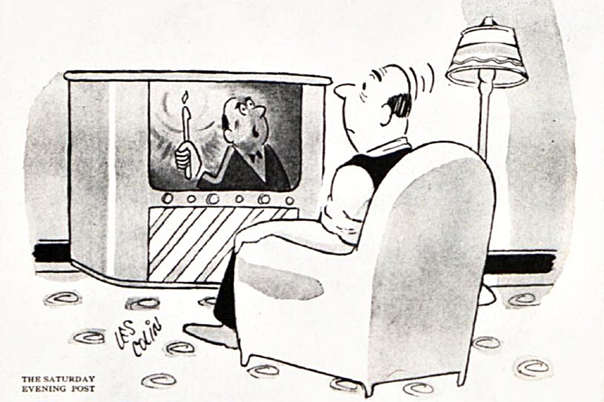 Man watching a television