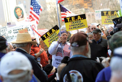 Not gonna take it: Launched as a tax protest, the Tea Party movement grew into a position of influence in the Republican Party and is poised to break out on its own. Photo by Sage Ross.