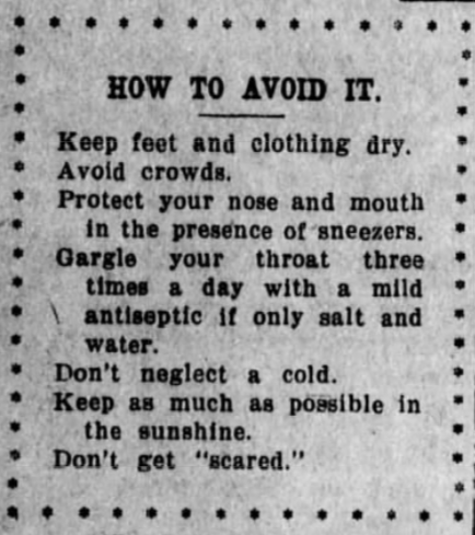 Clipping from a copy of the Enid Daily Eagle, offering advice in avoiding contacting the flue