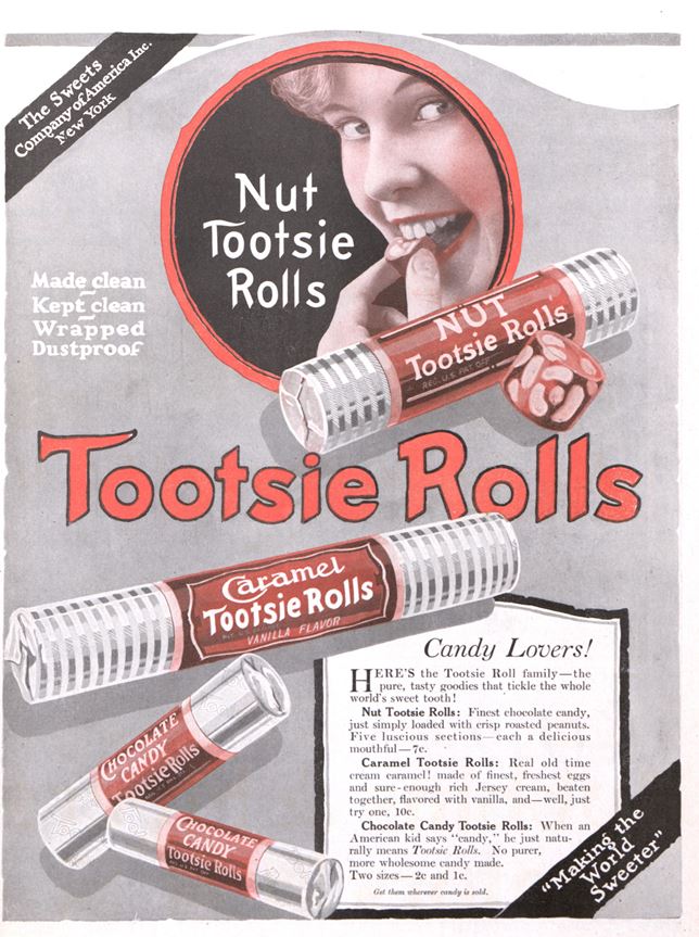 Ad for Nut-filled Tootsie Roll candies