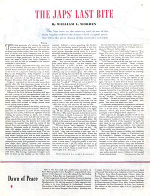 Read the entire aticle "Japans Last Bite" by William L. Worden from the pages of the October 27, 1945 issue of the Post.