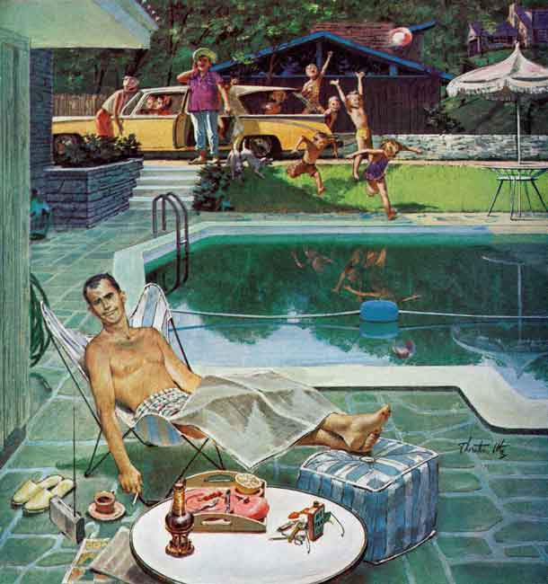 <em>Unwelcome Pool Guests</em> <br /> Thornton Utz <br /> July 22, 1961 © SEPS2014