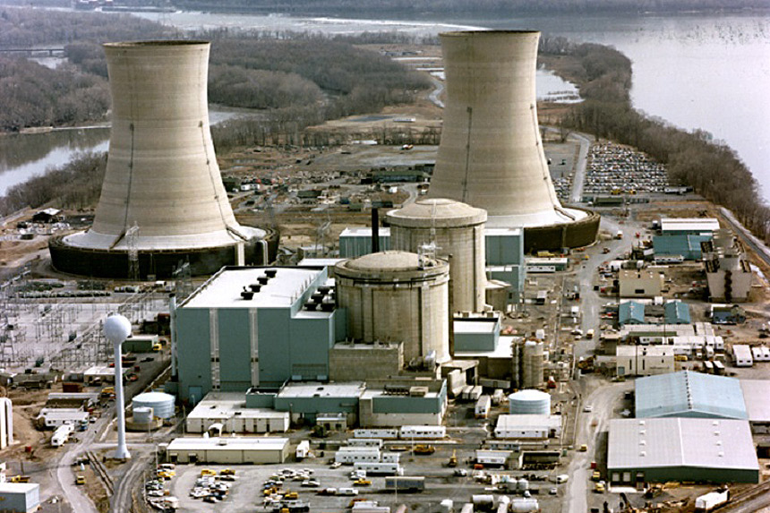 Aerial view of Three Mile Island