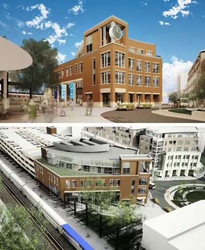 Renderings of Uptown Station, Normal, Illinois. (Courtesy Town of Nomal, Illinois, http://www.normal.org)