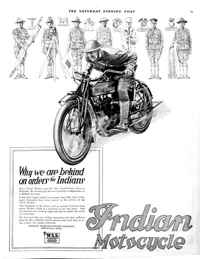 Indian Bike Ad from September 7, 1918 Indian Bike Ad from September 7, 1918