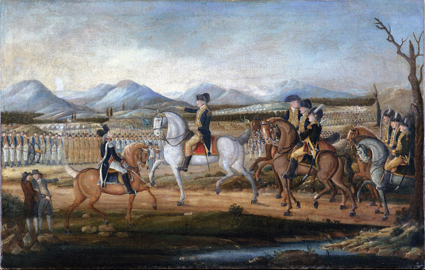George Washington leading federal troops during the Whiskey Rebellion