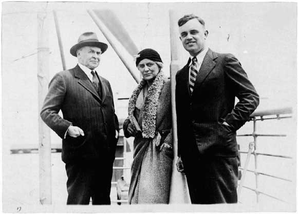 John M. Manly, Edith Rickert, and David Stevens bound for America aboard the Europe, 1932.