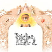Stylized Freemason artwork and engraved illustration of Hiram kidnapping