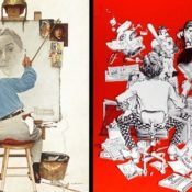 Norman Rockwell's Triple Self-Portrait, and the MAD Magazine spoof