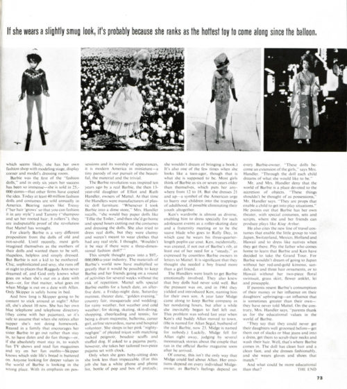 Page from The Saturday Evening Post article "Barbie is a Million-dollar Doll"