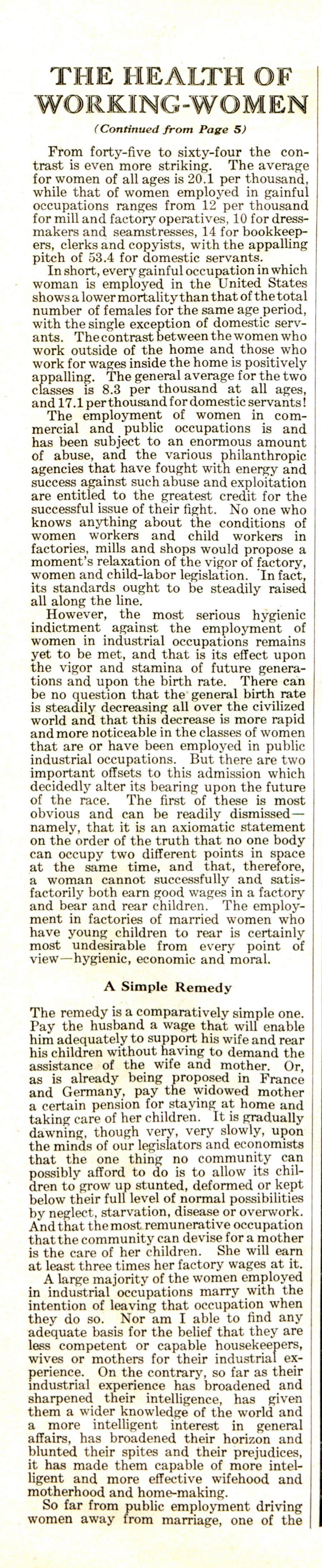 Page 4 of "The Health of Working Women"