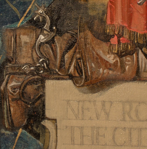 Close up of a boot in Leyendecker's painting