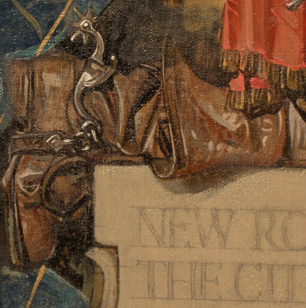 Close up of a boot in Leyendecker's painting