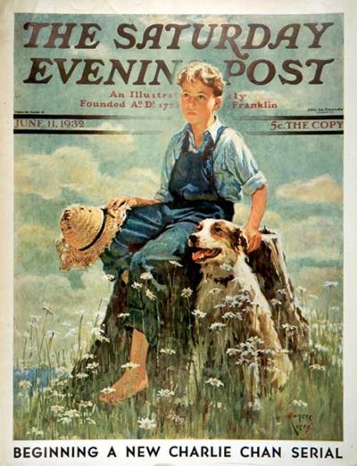 Boy and Dog in Nature - June 11, 1932
