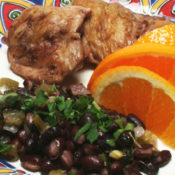 chicken and black bean stew with orange slices