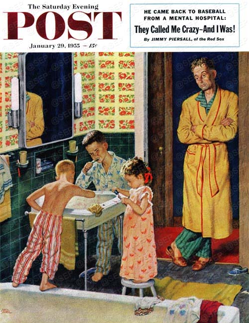 Brushing Their Teeth by Amos Sewell From January 29, 1955