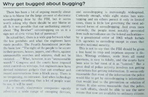 Why Get Bugged About Bugging? Article