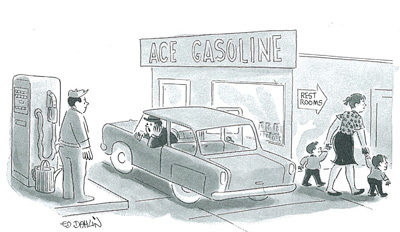Restroom stop on road trip, from July 23, 1965