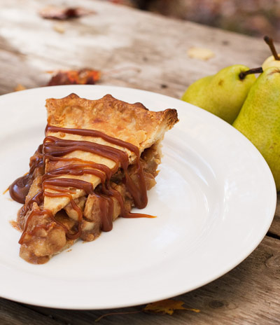 Caramel-Pear Pie from Baking By Hand: Make the Best Artisanal Breads and Pastries Better Without a Mixer by Andy and Jackie King.