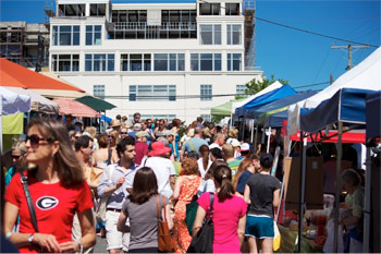 people in Charlottesville City Market