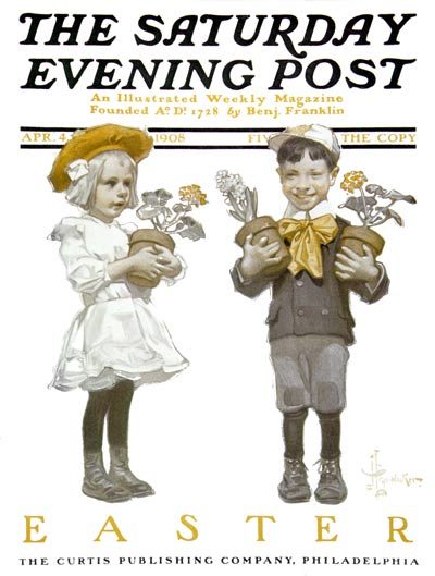 “Two Children with Easter Flowers” by J.C. Leyendecker from April 4, 1908