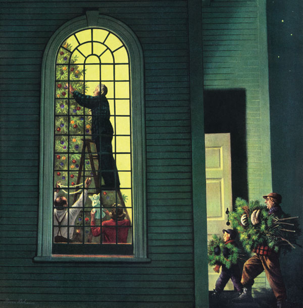 Church Christmas Tree, December 27 1952, Stevan Dohanos