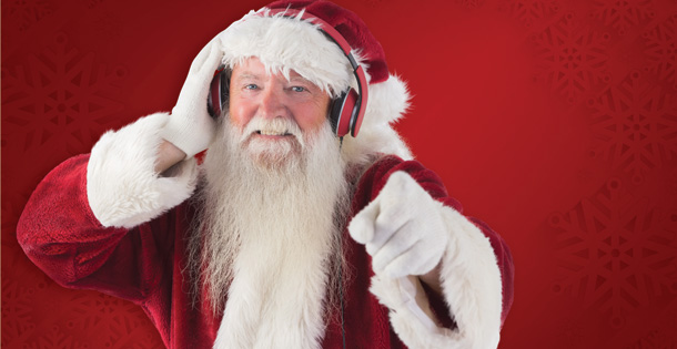 Santa Wearing Headphones