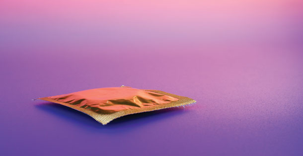 gold-wrappered condom. Source: Shutterstock.com