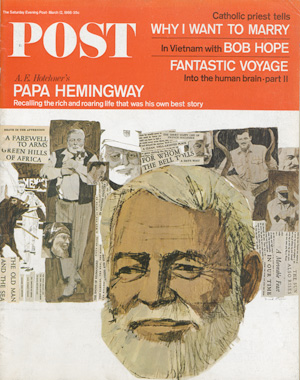 Ernest Hemingway did grace the cover of the <em>Post</em> in 1966, but only to promote a biography on him.