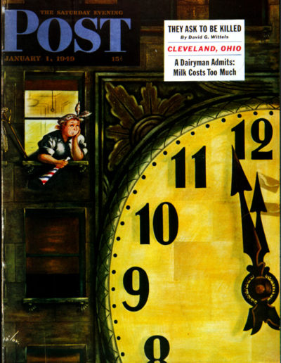 <em>Giant Clock on New Year's Eve</em><br />Constantin Alajalov<br />January 1, 1949