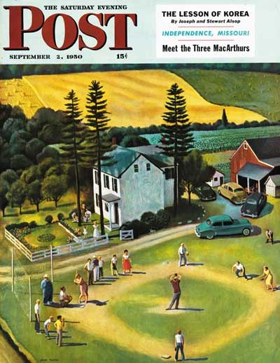 A family plays baseball