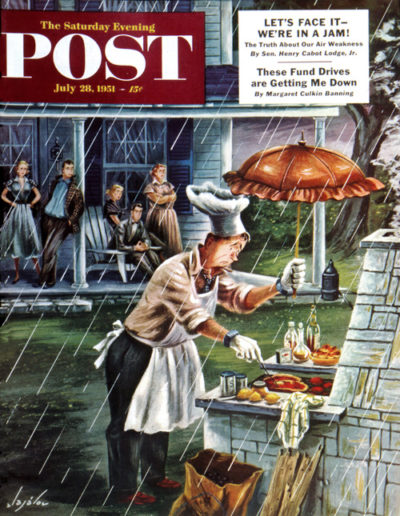 Rainy Barbeque<br />Constantin Alajalov<br />July 2, 1955