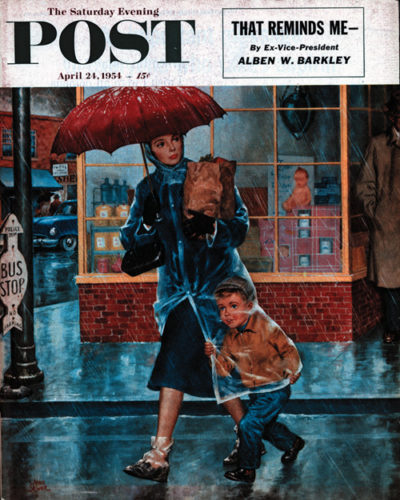 Amos Sewell<br /><em>Boy Walking Under Mother's Raincoat</em><br />April 24, 1954