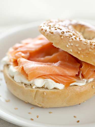 Cream cheese bagel with smoked salmon