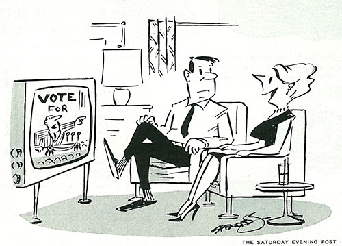 dem-v-rep-10-31-1964 "I think I prefer the Republicans for clichés, but the Democrats for platitudes." from October 31, 1964