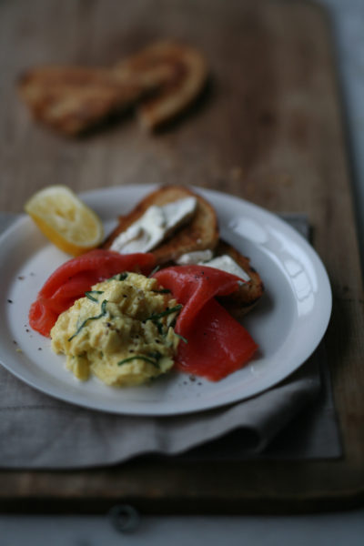 Scrambled Eggs with Salmon and Chives