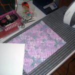 fabric on ironing board
