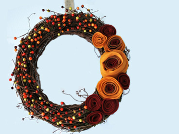 Fall Wreath with Felt Rosettes