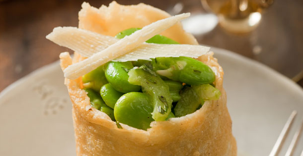 Fava Bean and Parmigiano Reggiano Cheese Cylinders