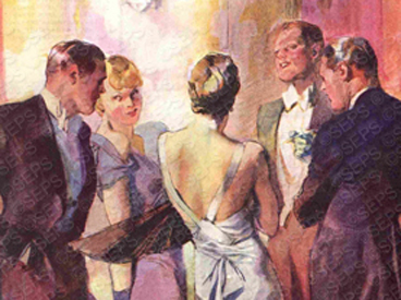 Men and women at party in 1930s