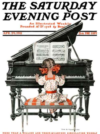 Girl Playing Piano by Frank X. Leyendecker