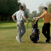 Two men golfing