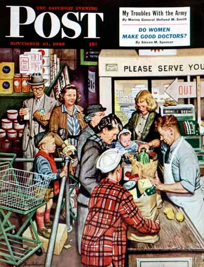 Grocery Line from November 13,1948 by Steven Dohanos