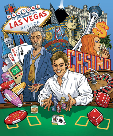 Two men playing blackjack in Vegas