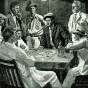 Men at a gambling table.