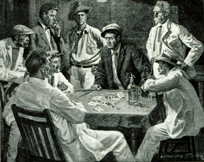 Men at a gambling table.