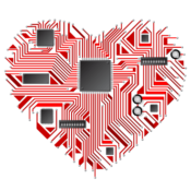 A heart made out of circuit board